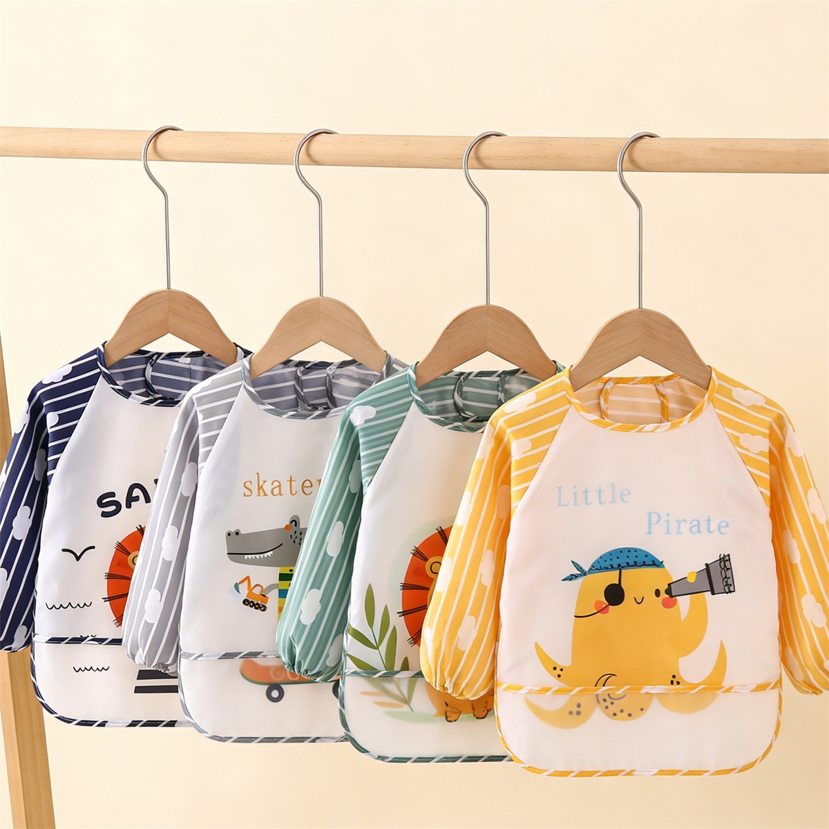 Baby Food Kit - 2pcs Waterproof Full Sleeve Baby Bibs