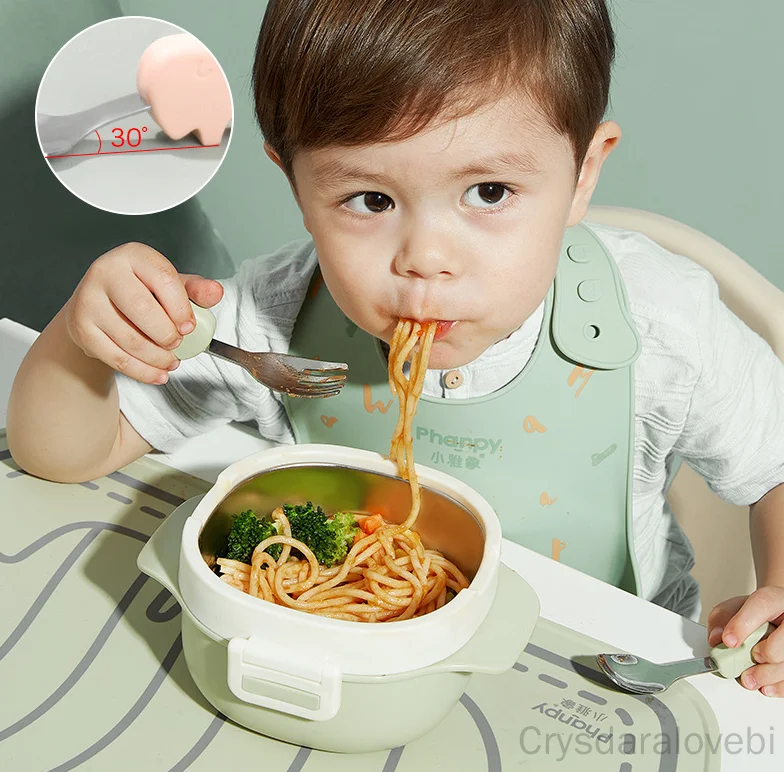 1setElephant Short Fork Spoon  - Baby Food In Japan 评论和价格