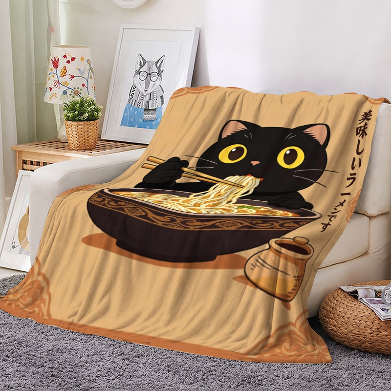 Cute Cat Ramen Throw Blanket T - Baby Food In Japan 评论和价格