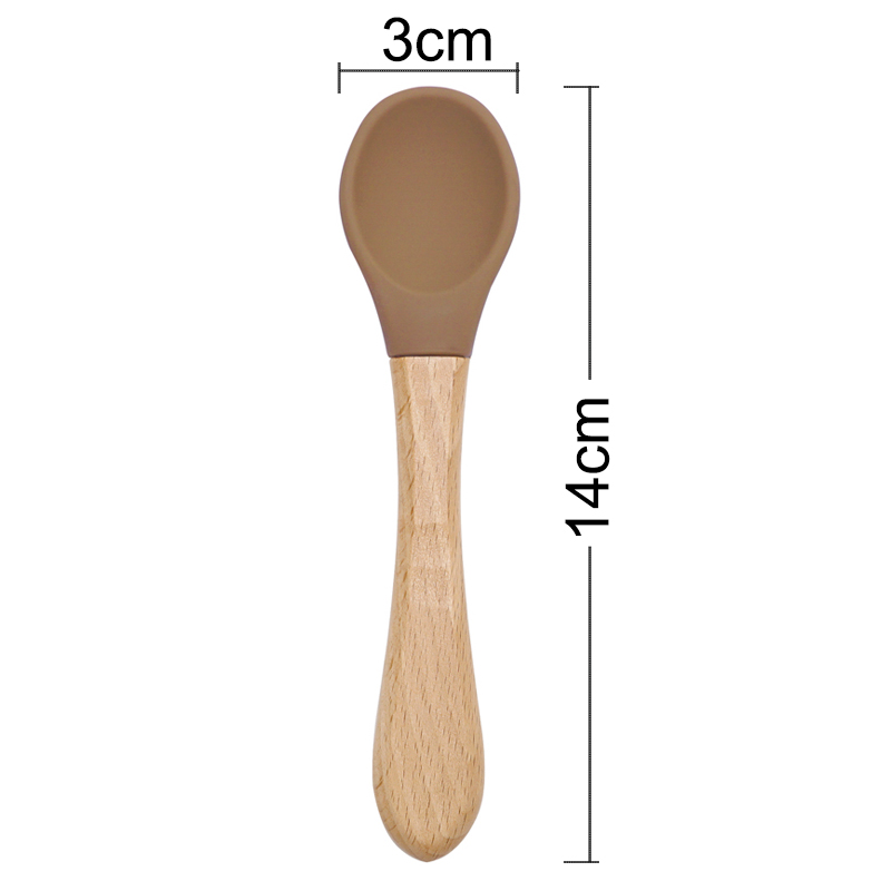 Feeding Wooden Handle Silicone - Baby Food Eating 评论和价格