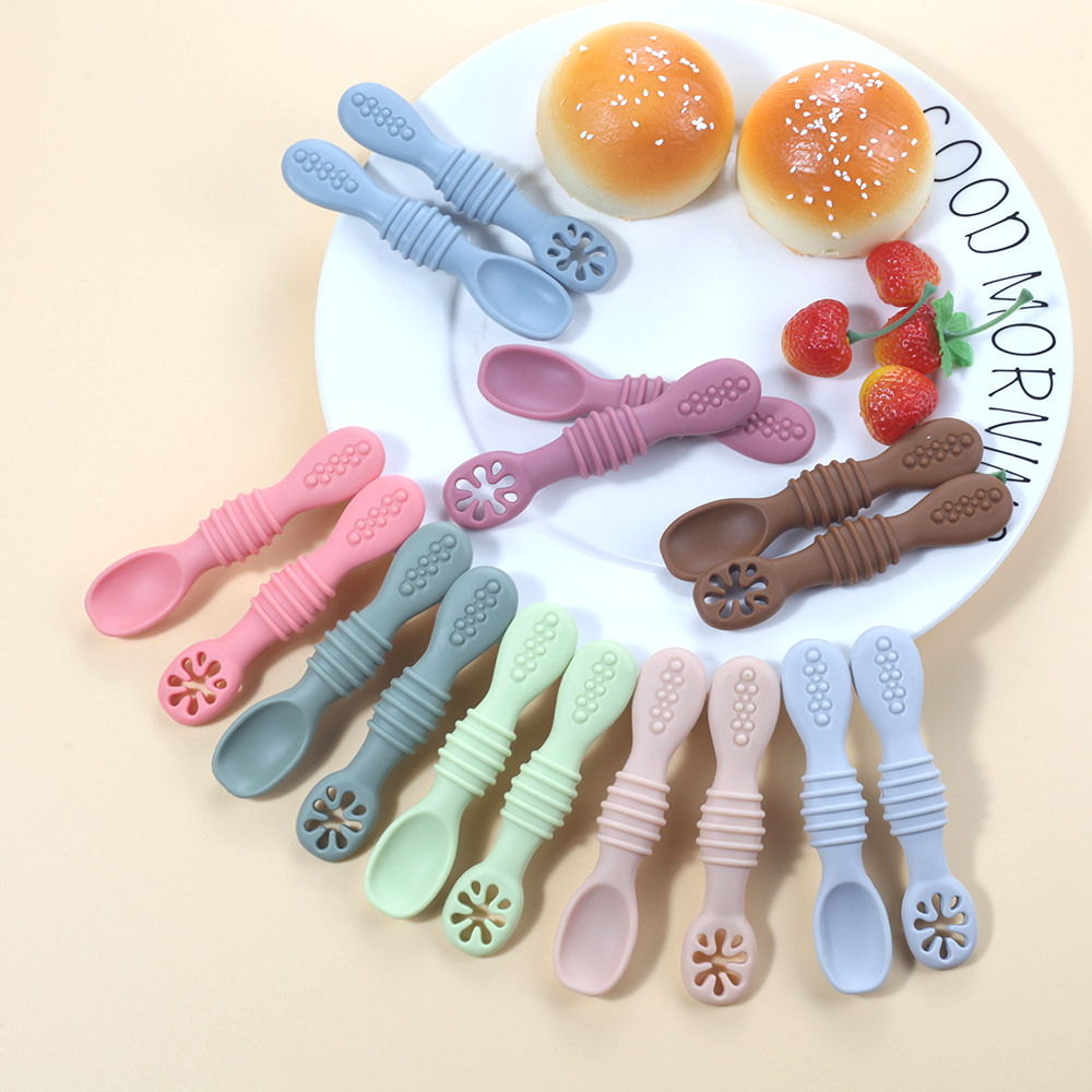 2PCS Cute Baby Learning Spoons - Baby Food Nutrition 评论和价格